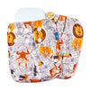Reusable pocket cloth diaper with wild animals