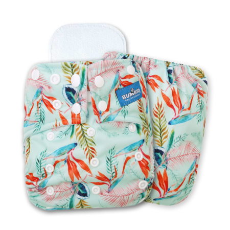 Fancy feather leaves regular reusable cloth diaper